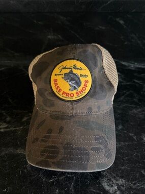 Bass Pro Shops Brown Camo Trucker Cap with Yellow Patch